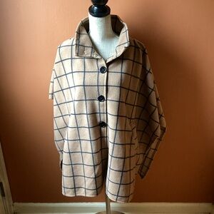 Le Moda Plaid Tan Women's Cape Coat